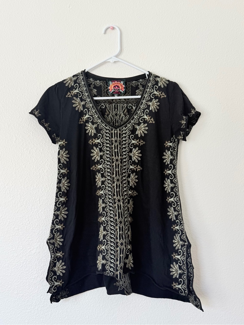 Johnny Was Embroidered Black Boho Tunic Top - Unknown Brand